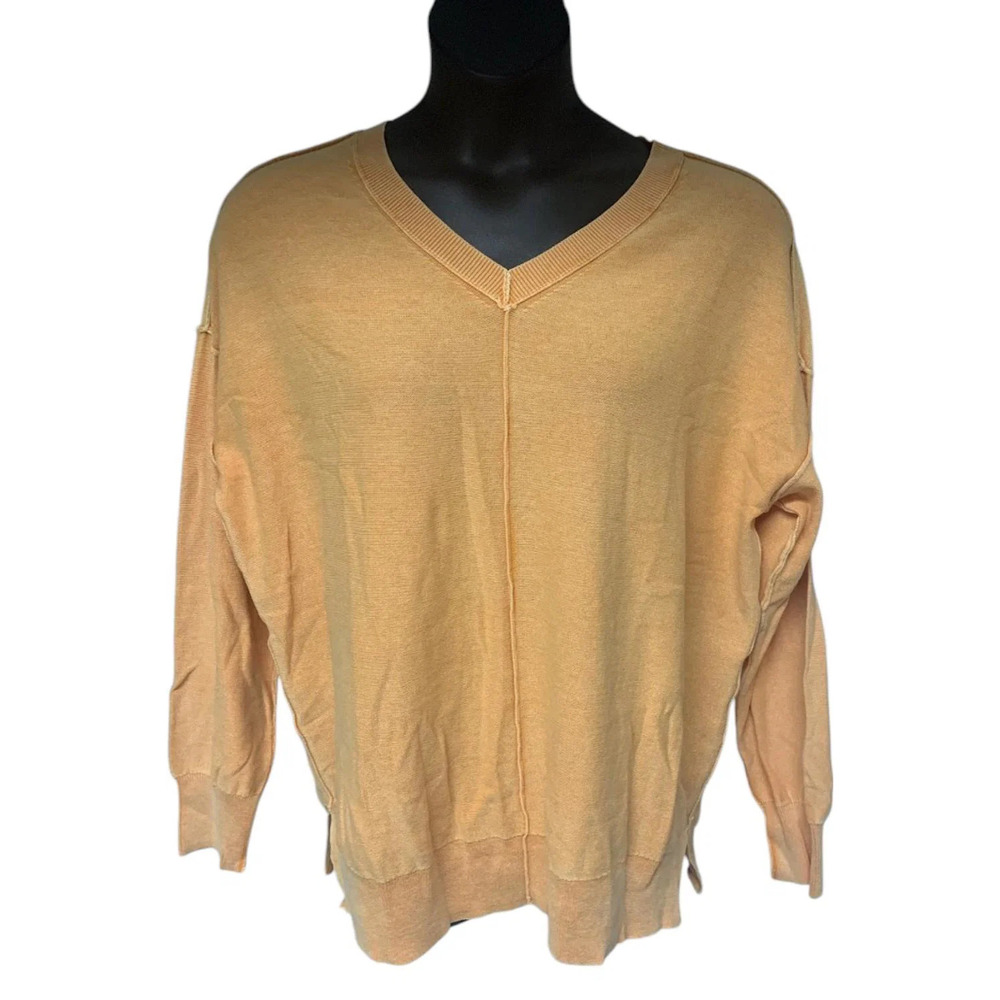 Women with Control Women's V-Neck Sweater Wash Effect Apricot - Regular